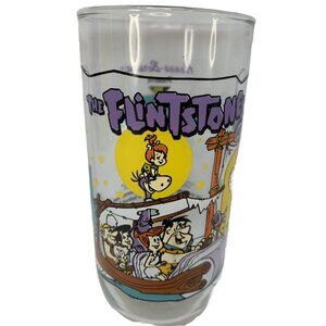 VTG Hardee's 1991 The Flintstones 30 Years Glass Tumbler "Going to the Drive-In"
